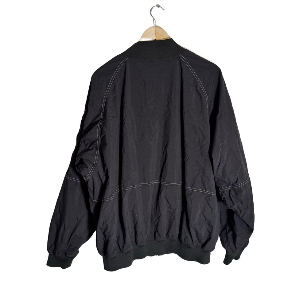 Vintage Nike Men's XL Bomber Jacket Black Striped 90s Y2K Skater Snap Grunge - Picture 3 of 7